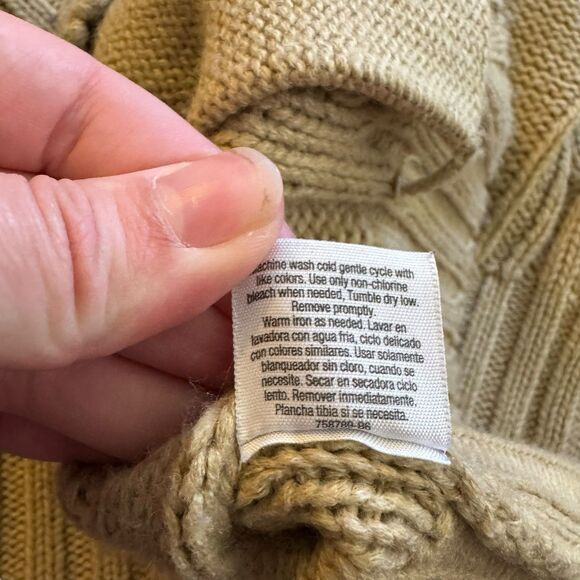 St‎ Johns Bay Cardigan Womens XL Beige Irish Aran Cable Knit Fisherman Sweater - Picture 9 of 13